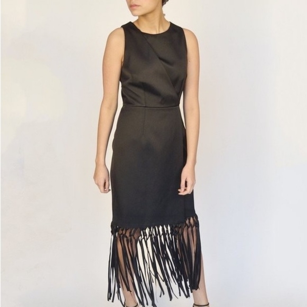 KEEPSAKE the Label Black Sleeveless Fringe Midi Dress